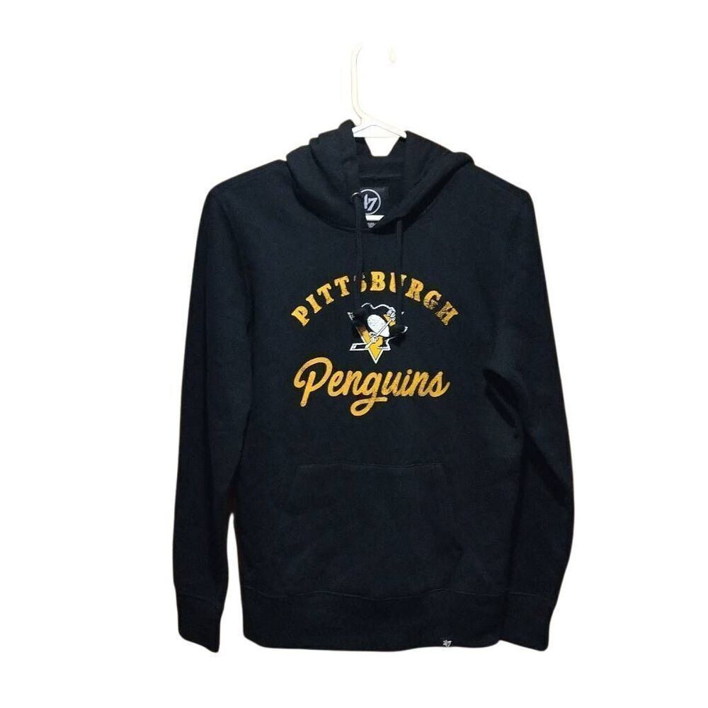NHL Pittsburgh Penguins Hoodie by '47 Men's Black Kangaroo Pocket - Picture 4 of 10